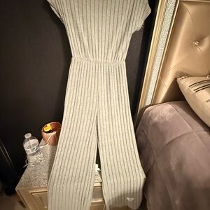 SHEIN Light Gray Ribbed Jumpsuit